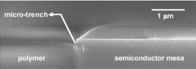 Fig. 3. AFM scan showing the formation of microvoids in the polymer around a semiconductor device during the polymer etch back.