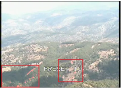 Fig. 3. Moving shadow regions are marked with pale red color and encapsulated with their minimum bounding rectangles