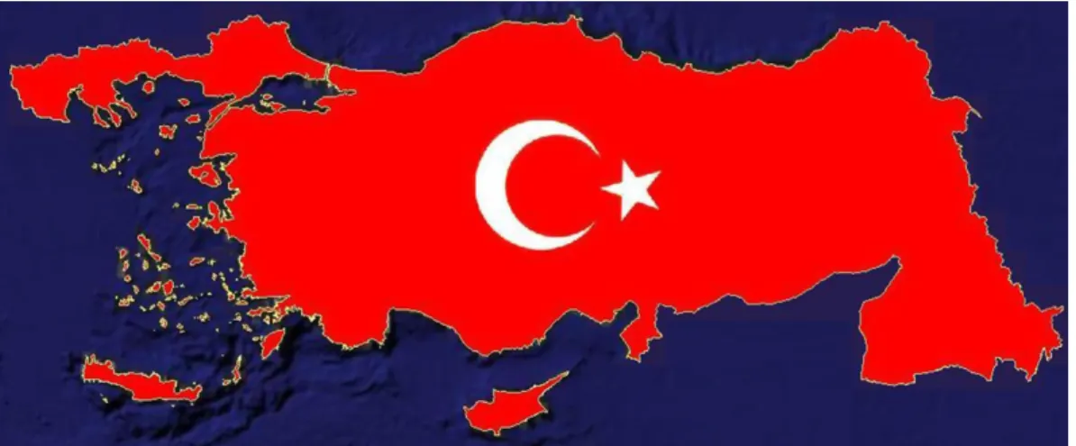 Fig. 7. A map-logo circulating on the World Wide Web as an illustration of “Misak-ı Milli”.