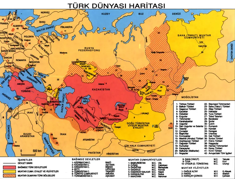 Fig. 3. “The Map of the Turkic World‘ (Ministry of Education, 1993b).
