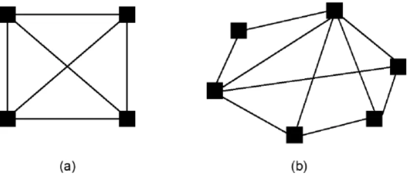 Figure 1.3 (a) Full mesh topology (b) partial mesh topology.