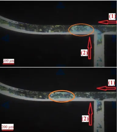 FIGURE  2:  Droplet  generation  images  at  the  T-junction. 