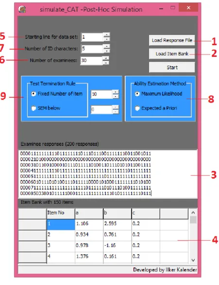 Figure 1. User Interface of simulate_CAT 