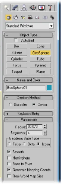 Figure 3.3. The ‘create tab’ in the command panel. 