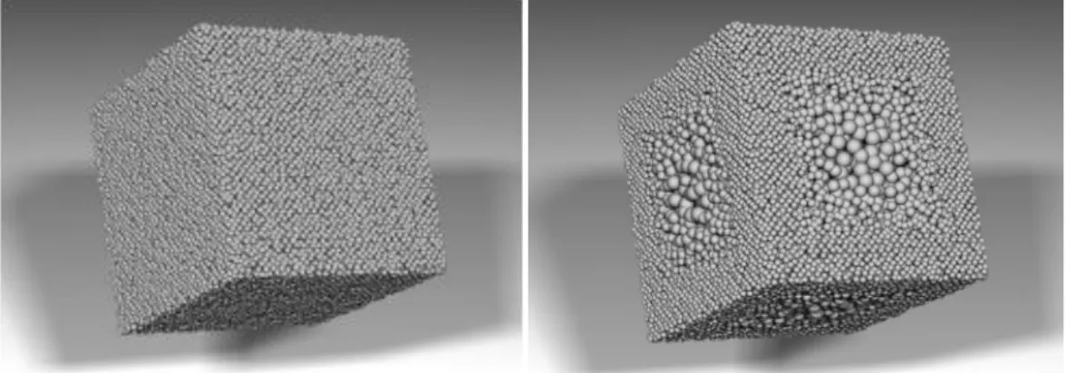 Figure 2.4 – “The figure on the left shows the surface for a random sampling of  a  cube  with  100k  particles