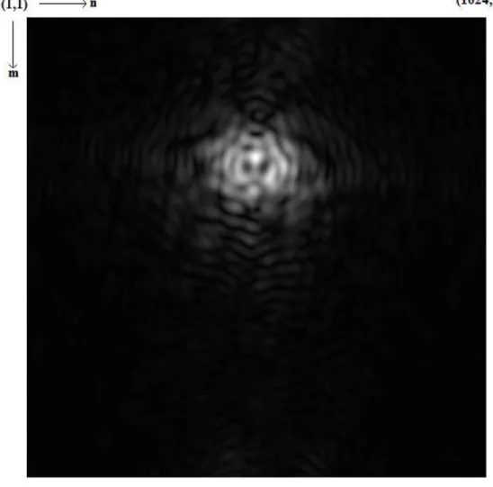 Figure 3.8 : Magnitude of the hologram calculated by Rayleigh-Sommerfeld  diffraction using Equation (2.8).