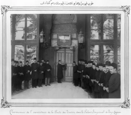 Figure 7.4 Opening ceremony of the Imperial Treasure. (Abdulhamid II Albums, Library of Congress).