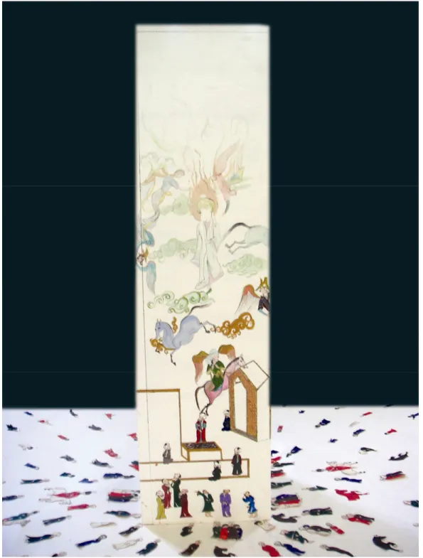 Fig 14: “What Covered the Place of Lost Miniatures?”, Seval Şener, mixed media  and screen  print, dimensions variable, 2004