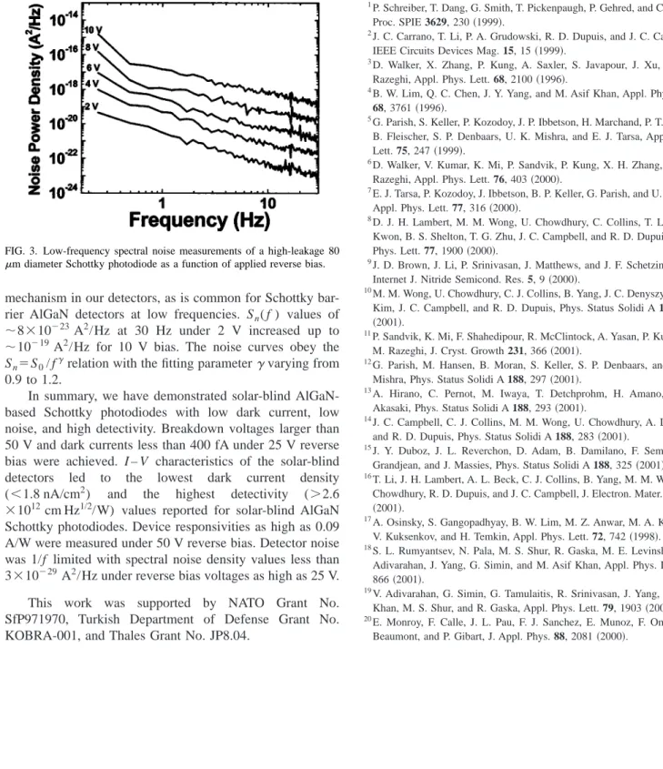 FIG. 3. Low-frequency spectral noise measurements of a high-leakage 80
