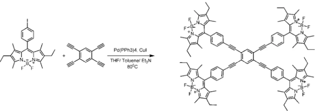 Figure 15. Example of application of Sonagashira coupling in energy transfer systems reported by Akkaya et al.
