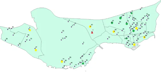 Figure 5.2: The location of supply node and critical nodes in Bakırk¨ oy