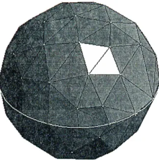 Figure 3.4:  Sphere approximated by  a mesh of flat  triangles.  The triangulation  is  performed  by  MSC/ARIES.