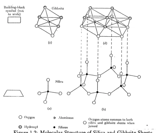 Figure  1.2:  Molecular  Structure of Silica and  Gibbsite  Sheets