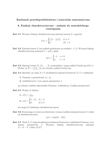 Rachunek Prawdopodobieństwa I Statystyka Matematyczna 9. Funkcje ...