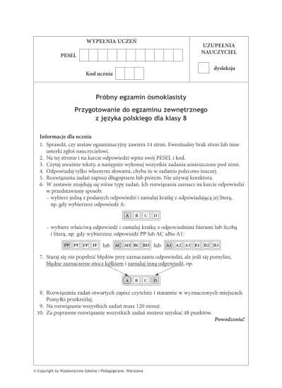 Wsip Sprawdzian Próbny Klasa 8 Język Polski 19 Listopada