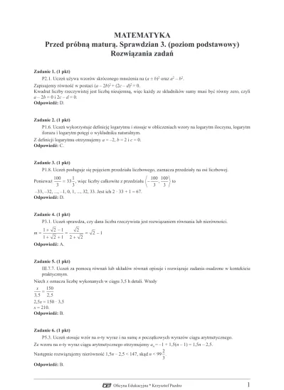 MATEMATYKAPrzed próbną maturą. Sprawdzian 3. (poziom podstawowy