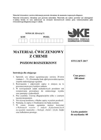 Materiał ćwiczeniowy Z Chemii 2017 Oke Kraków Odpowiedzi