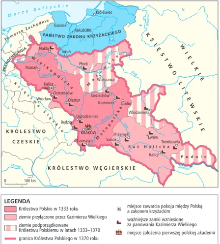 Mapa przedstawia ziemie polskie w  A. XII wieku.