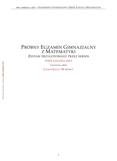 Sprawdzian Próbny Z Matematyki 2016 Gimnazjum