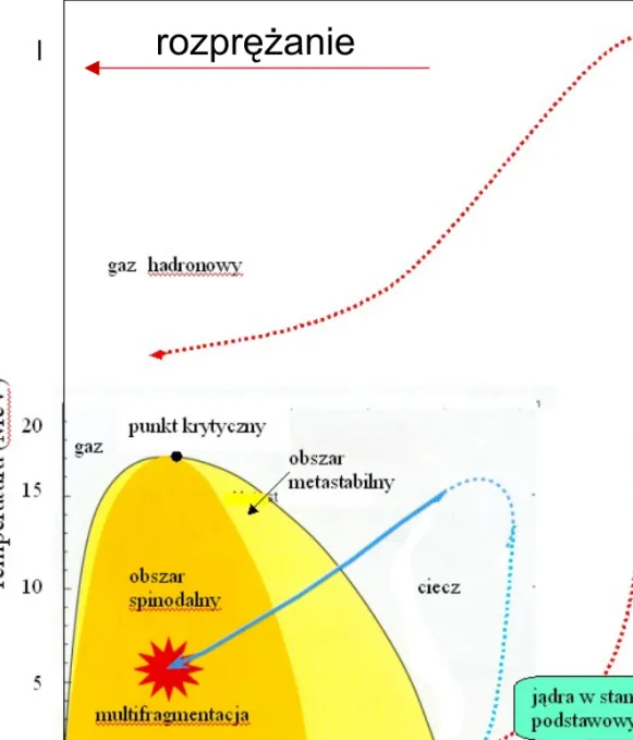 Diagram fazowy dla  materii jądrowej    (przybliżenie) 