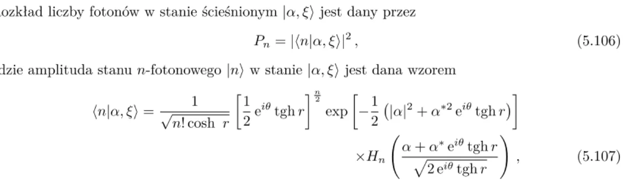 Rysunek 5.5. Rozkład liczby fotonów P n dla ściśniętej próżni z r = 1