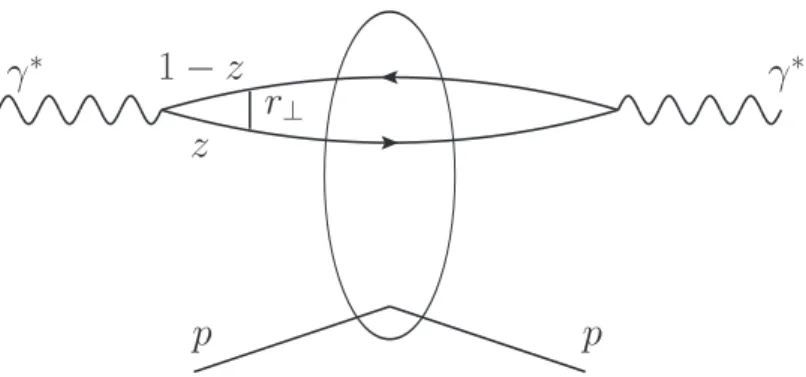 Figure 1.7: Dipole model of the DIS process at small-x limit.