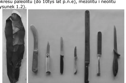 Rysunek 1.2  Ergonomiczne projektowanie produktu od czasu neolitu  (nóż z krzemienia czekoladowego, 3 tys
