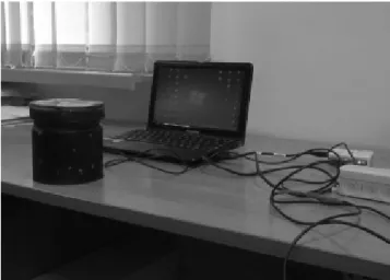 Figure 2. Testing station for assessment of reproduction of  hand pressure force – dynamometer