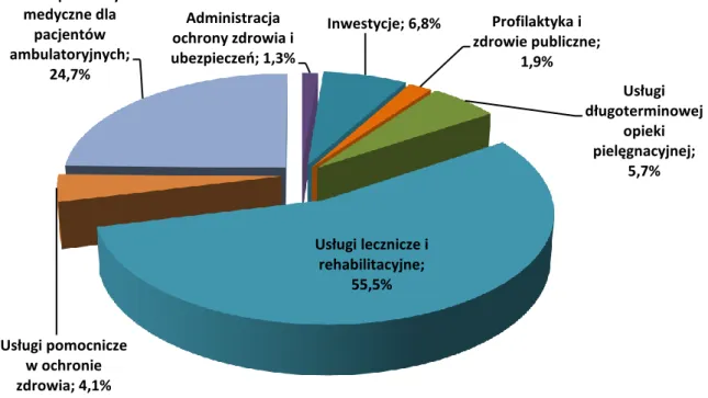 Wykres 9. Wydatki ogółem na ochronę zdrowia według funkcji w 2010 roku. 