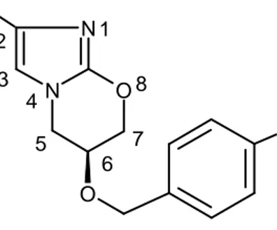 Rysunek 5. Struktura związku PA-824 wraz z numeracją atomów 