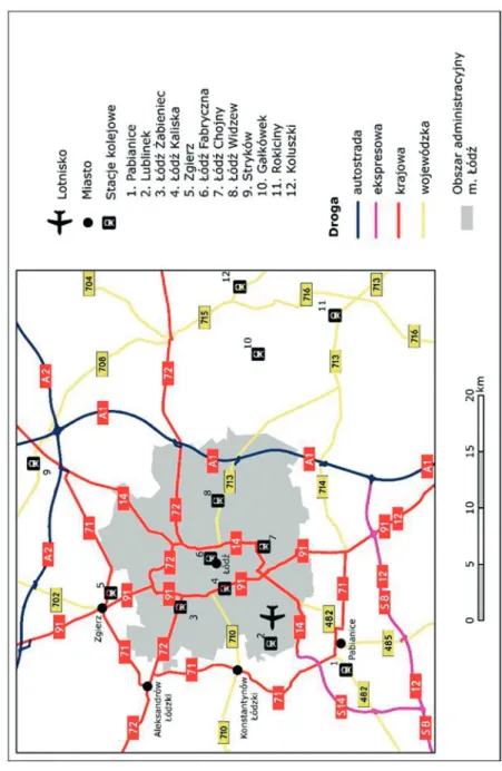 Mapa 1. Aktualny stan infrastruktury transportowej w aglomeracji łódzkiej [grudzień 2017] ódło: opracowanie własne na podstawie danych z GDDKiA oraz programu ArcGIS