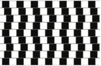 Fig. 1. Visual illusion (café wall illusion). The horizontal lines are exactly parallel, but are per- per-ceived as lines with skewed shifts 