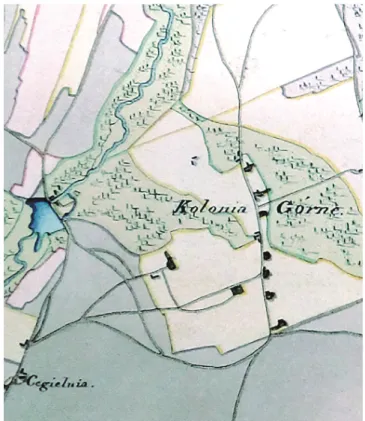 Fig. 2. Spatial distribution of Kolonia Górne settlement in 1826   Źródło: APŁ, Zbiór kartograficzny, sygn