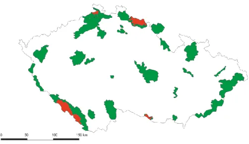 Fig. 4. National parks and protected landscape areas in the Czech Republic  Źródło: opracowanie Iwona Pasamonik 