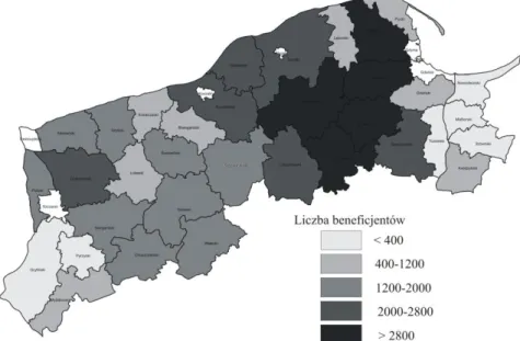 Fig.  2.  The  number  of  applications  for  compensatory  payments  in  the  Pomeranian  region  (31.12.2015) 