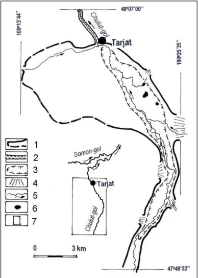 Fig. 4. The sketch of fluvial and limnological processes development in theTarjat river valley: 