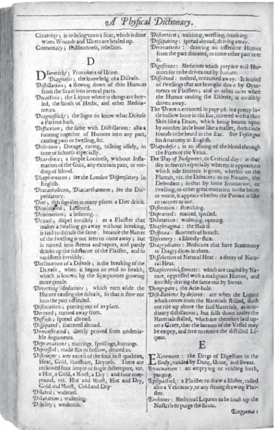 Figure 1. Sample page of A Physical Dictionary (Courtesy of Wellcome Library, London) 