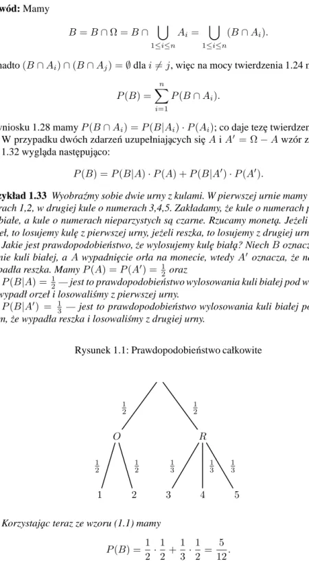 Rysunek 1.1: Prawdopodobie ´nstwo całkowite