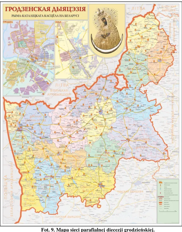 Fot. 9. Mapa sieci parafialnej diecezji grodzieńskiej. 