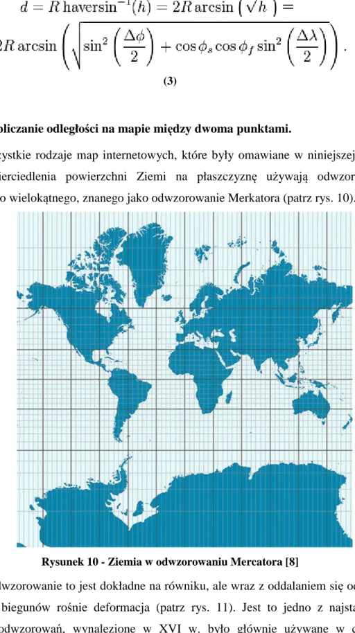 Rysunek 10 - Ziemia w odwzorowaniu Mercatora [8] 
