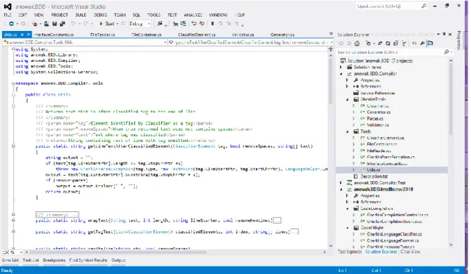 Rysunek 5 - Przykładowy widok narzędzia Visual Studio 