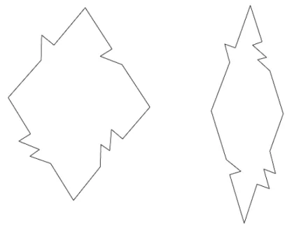 Rysunek 2.6. Dachówki skonstruowane przez Rogera Penrose’a, którymi można pokryć płasz- płasz-czyzną tylko w sposób nieokresowy.