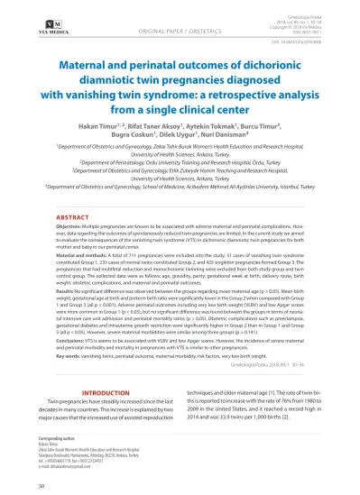 Maternal And Perinatal Outcomes Of Dichorionic Diamniotic Twin