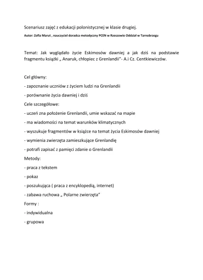 Scenariusz zajęć z edukacji polonistycznej w klasie drugiej.