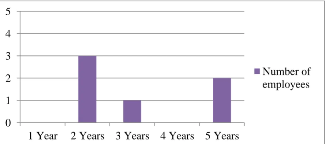 FIGURE 3. Years of employment, situation in October 2013. 