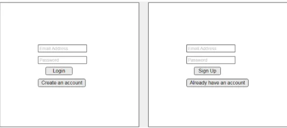 Figure 2: A sign up and login page both of both Blaze and React web applications