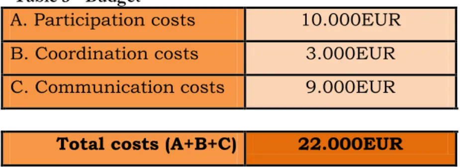 Table 3 - Budget 