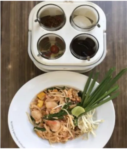 Figure 1: Pad Thai, stir-fried rice noodles and a condiment set 