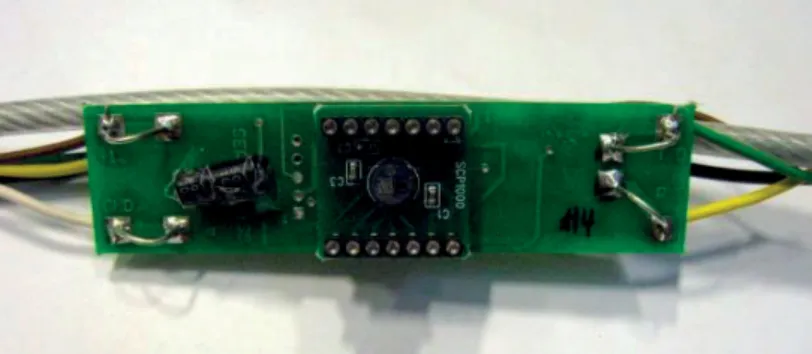 Figure 3.12. A pressure sensor circuit read through serial communication. The size of the circuit  board is about 80 × 20 mm
