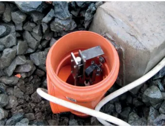 Figure 3.16. Measuring system built to measure frost heave in the structural layers of a track